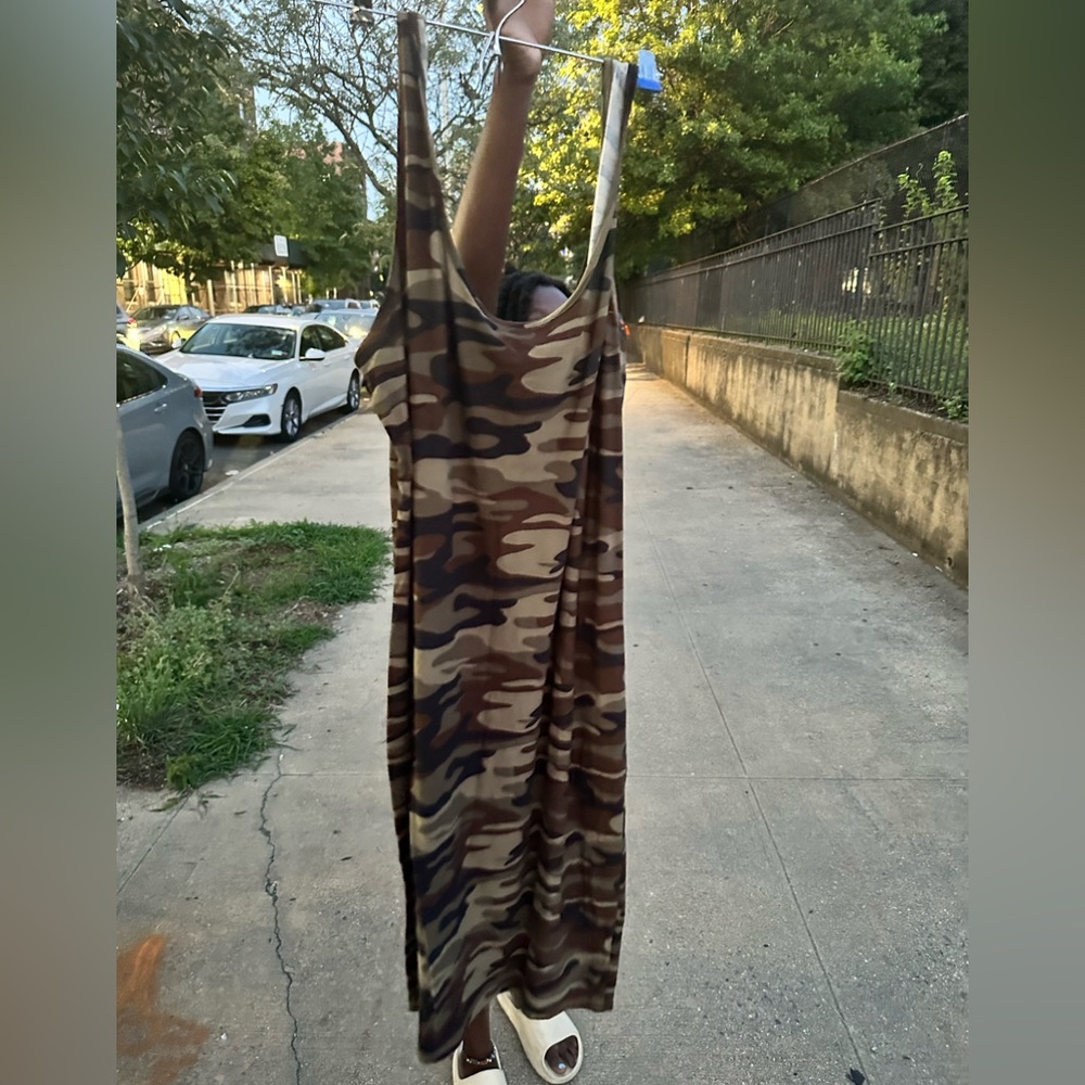 Derek Heart Camouflage Maxi Dress